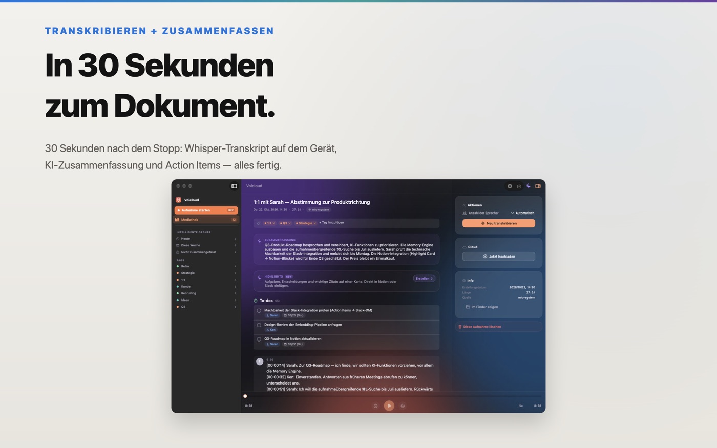 Transkript und Zusammenfassung