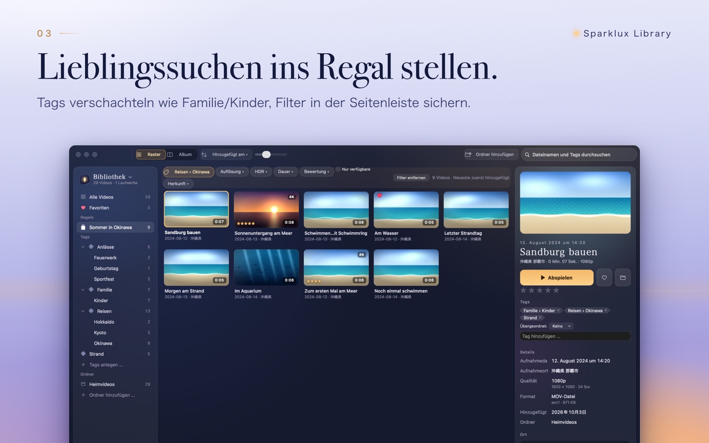 Einen häufig genutzten Filter als Regal sichern