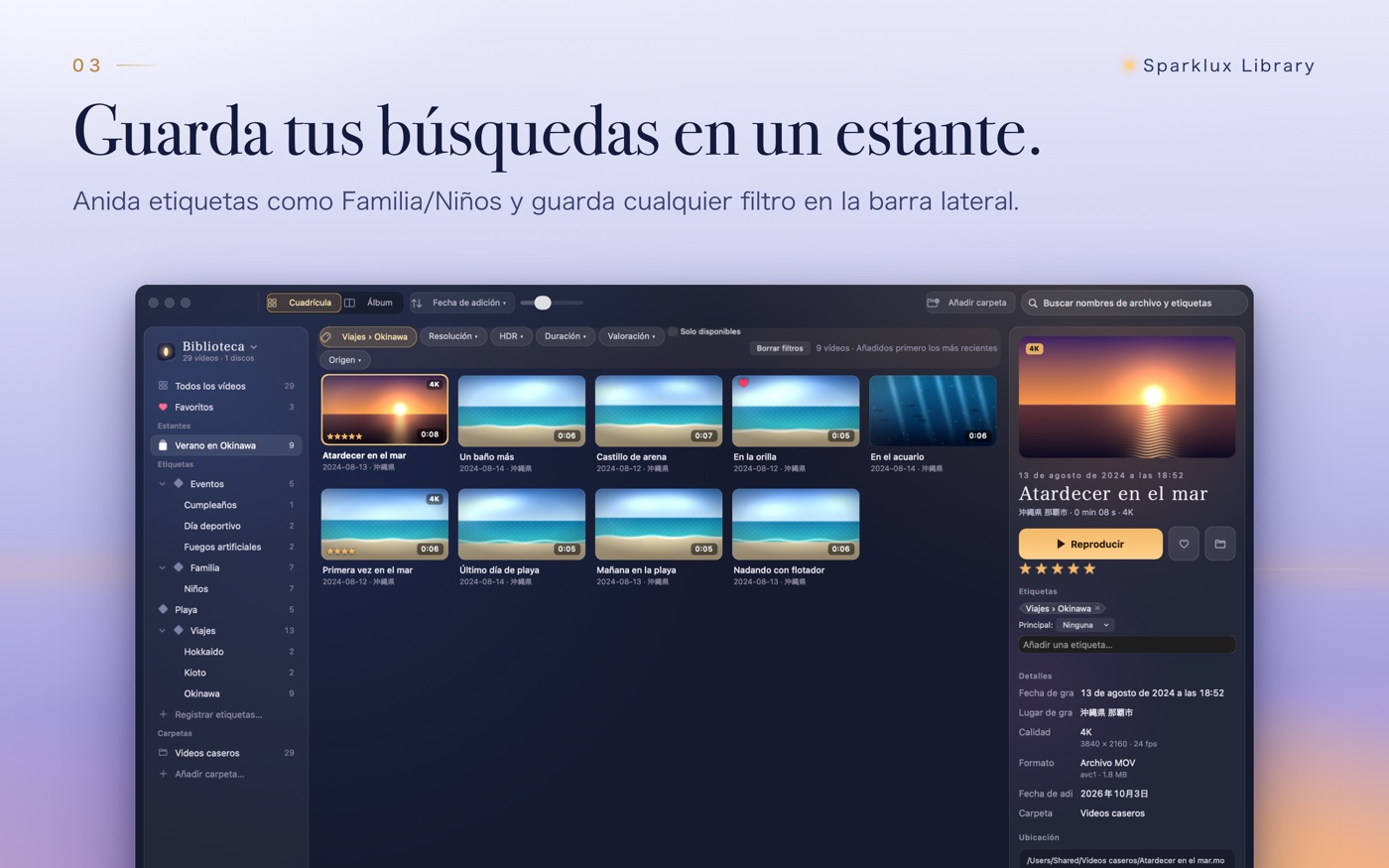 Guardar un filtro frecuente como estante