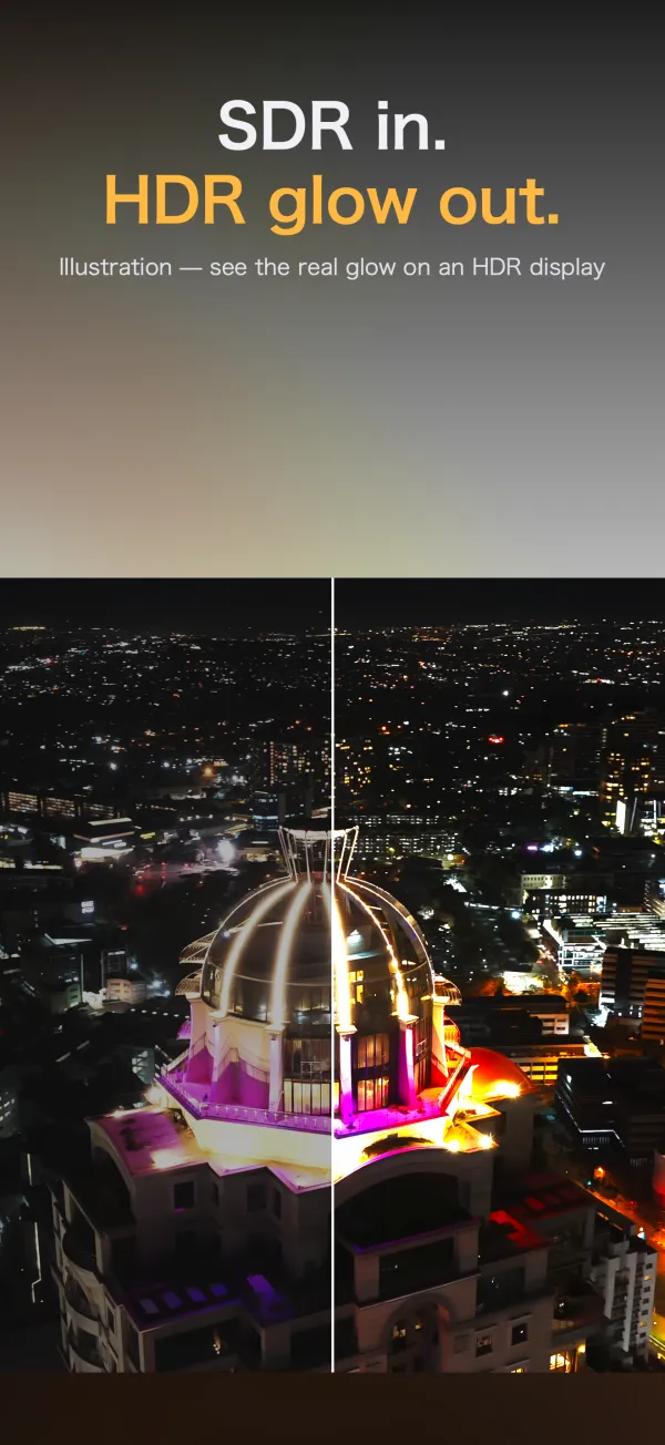 SDR in, HDR glow out (comparison illustration)